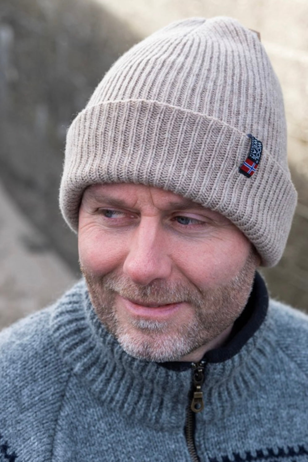 Knitted Hat from WOOLWEAR of Scandinavia 100% wool. - Beige
