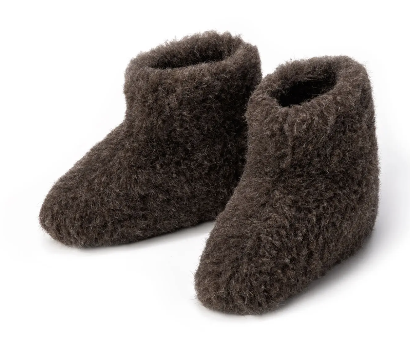High Slippers 100% Merino Wool - Brown