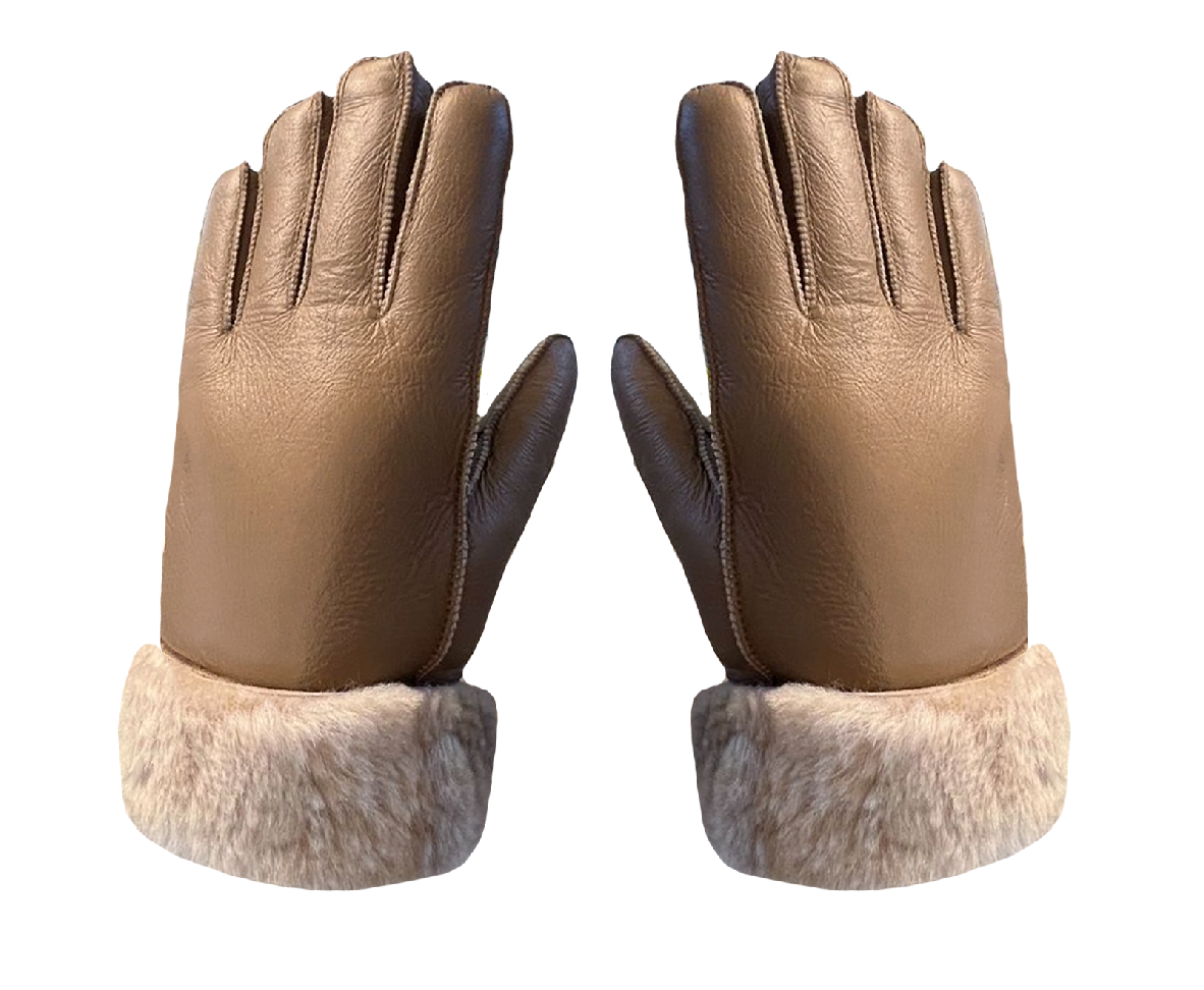 Nappa Leather Sheepskin Gloves - Light Brown